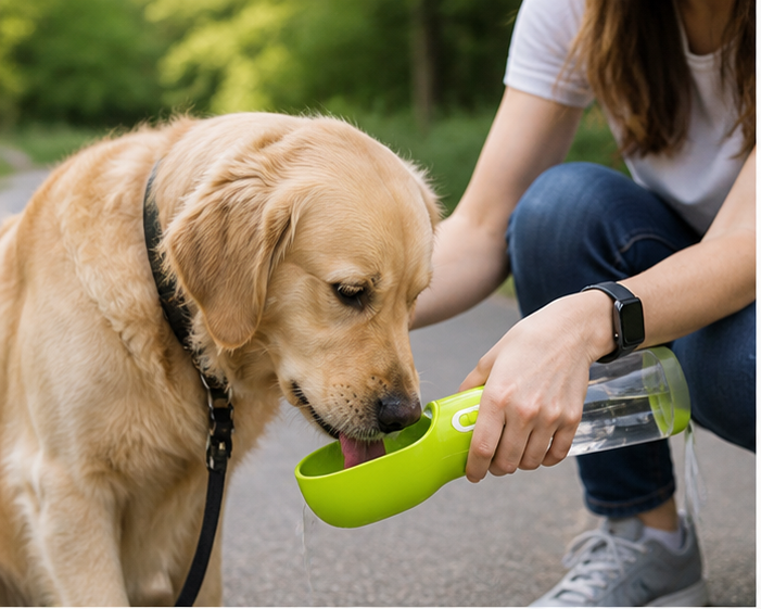 Botella portátil 2 en 1 para mascotas (agua + alimento)